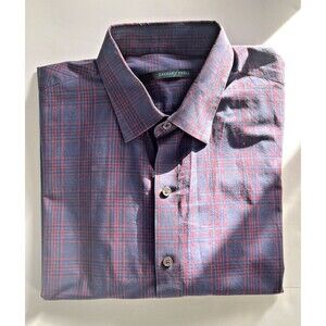 Zachary Prell Shirt Mens XL Blue Red Geometric Cotton Dress Button Down